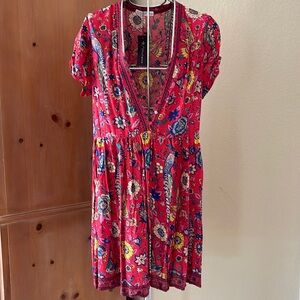 R. Vivimos Floral Short Boho Dress Size  XL
